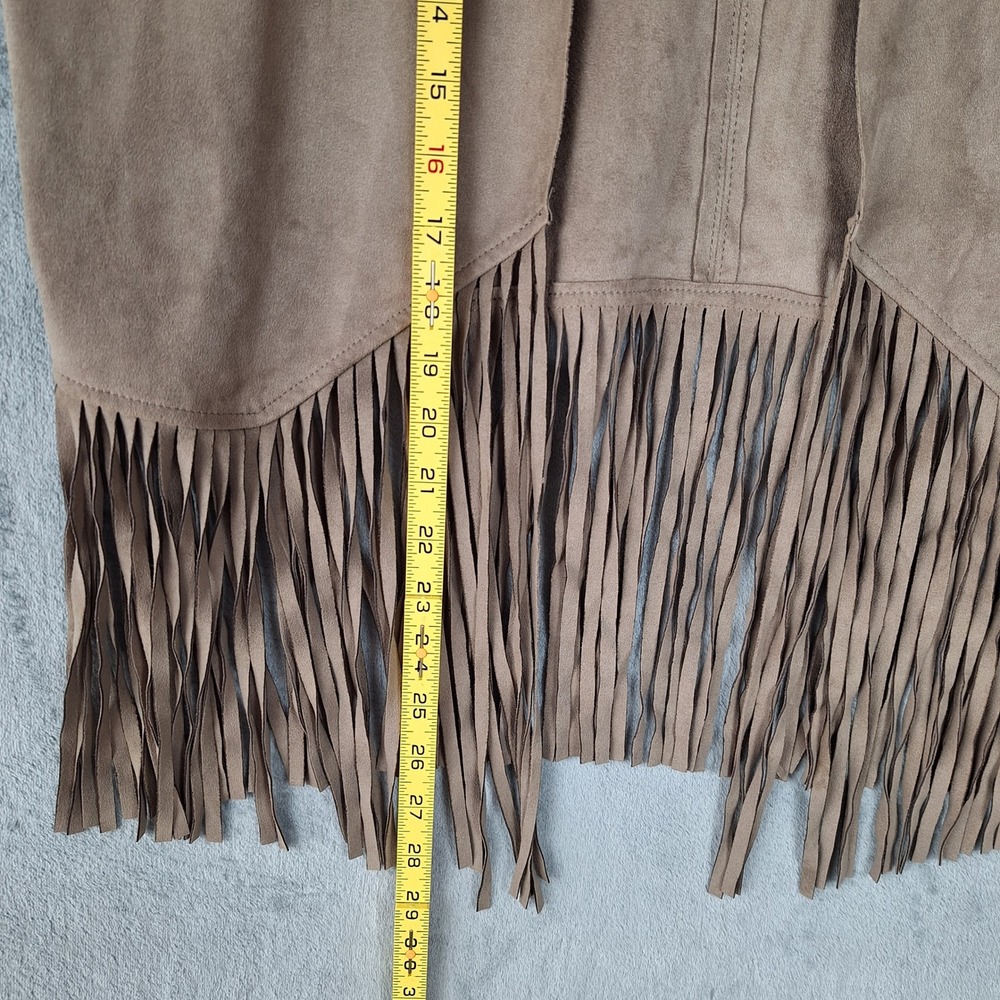 Womens Vest Large Gray Suede Western Cowgirl Rodeo Fringe Boho Festival Hippie - Picture 4 of 7